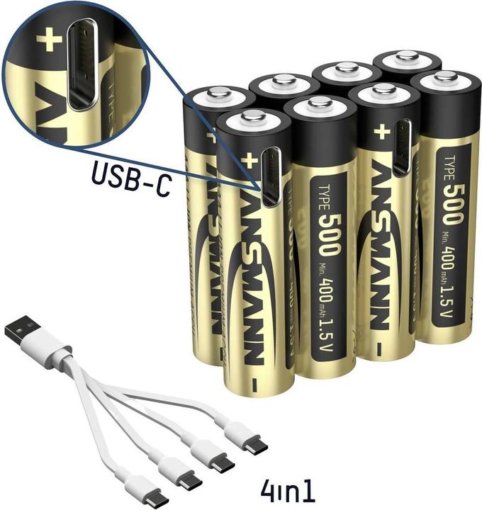 Actual product image Ansmann 1311-0031 Micro (AAA) rechargeable lithium battery 400 mAh 1.2 V 8 pcs. (8 pcs., AAA, 400 mAh)