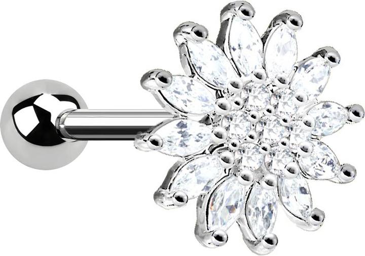 Immagine prodotto Star Piercing Micro Barbell silber Kristallblume (Acciaio chirurgico 316L, Ottone)