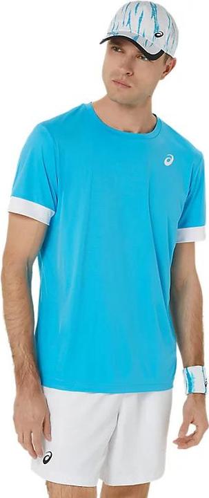 Actual product image ASICS Performance Asics Court Ss Top Digital Aqua/Brilliant White Man (XL)