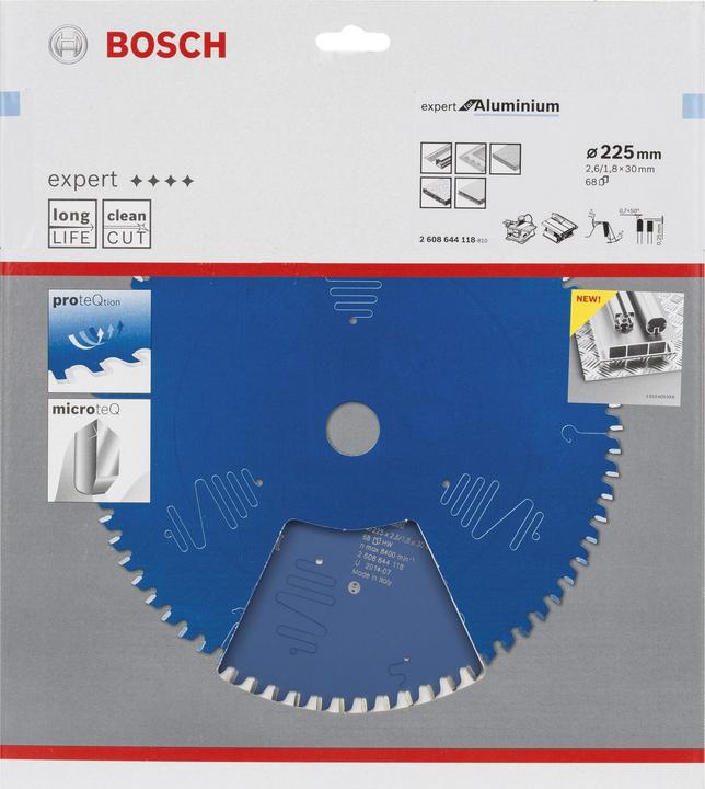 Produktbild Bosch Professional Zubehör Kreissägeblatt Expert for Aluminium, 225 x 30 x 2,6 mm, 68