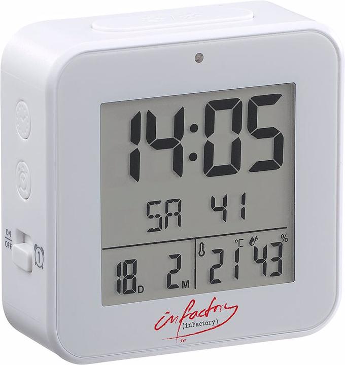 Produktbild Infactory 2-mal: Funk-Wecker mit 2 Weckzeiten & Thermo-Hygrometer