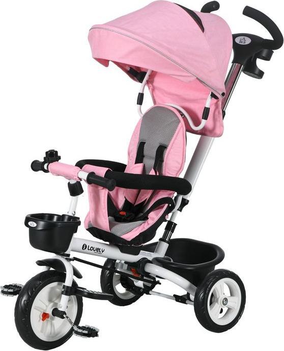 Swisshandel24 2in1 tricycle push bar children's tricycle, 1-5 years Pink