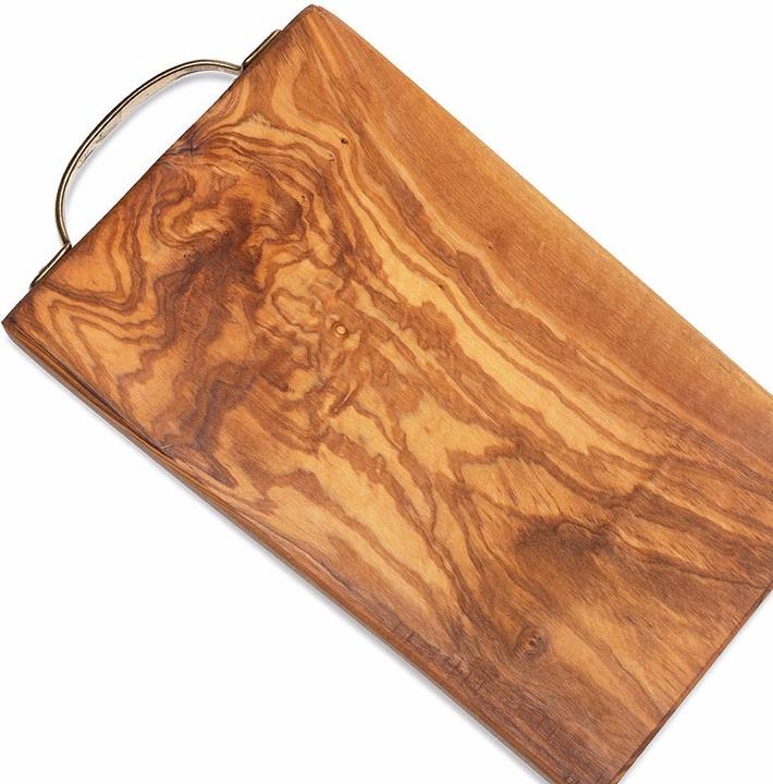 Actual product image Natura Punto Rectangular board 100% olive wood with brass handle, 30x16x2,4 cm