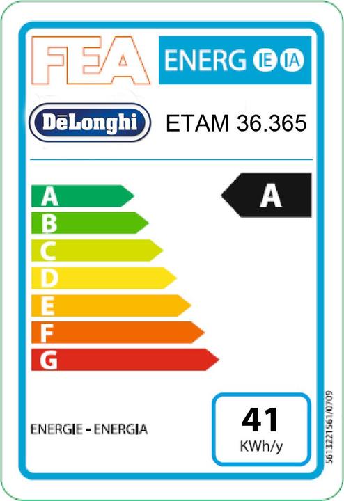 Label énergétique De'Longhi ETAM 36.365.M Prima Donna XS De Luxe