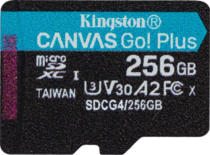 Image du produit Kingston Card Canvas Go Plus MicroSD +ADP 256GB (256 Go, microSDXC, U3, UHS-I)