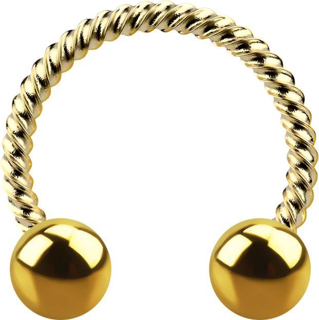 Produktbild Star Piercing Circular Barbell vergoldet geflochten mit zwei Kugeln (Chirurgenstahl 316L, ohne Messing)