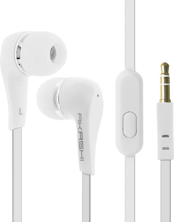 Image du produit Akashi Ecouteurs Intra-Auriculaires +Micro Blanc (Filaire)