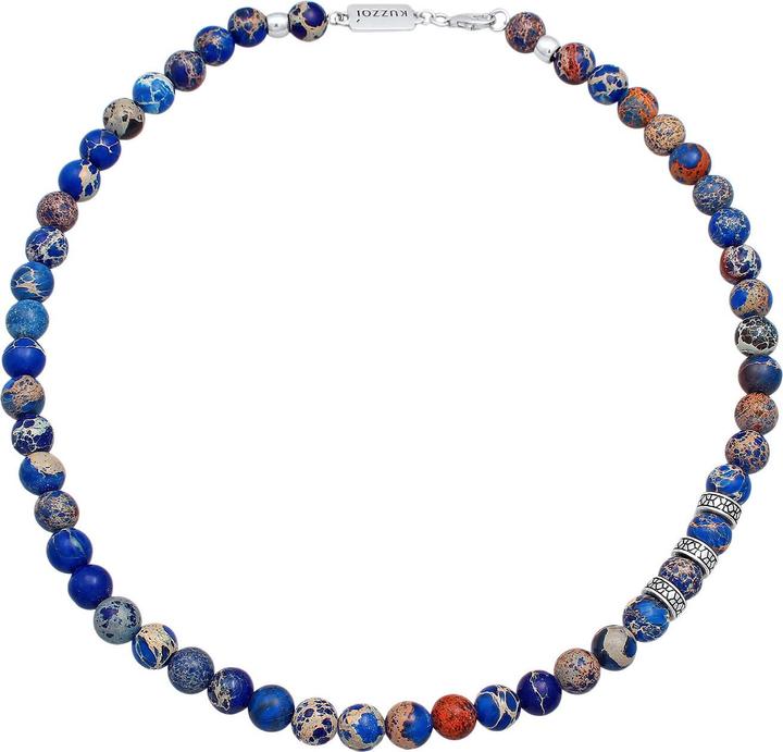 Kuzzoi Edelsteinkette (925er Sterling Silber, Edelstahl, Achat, 45 cm)
