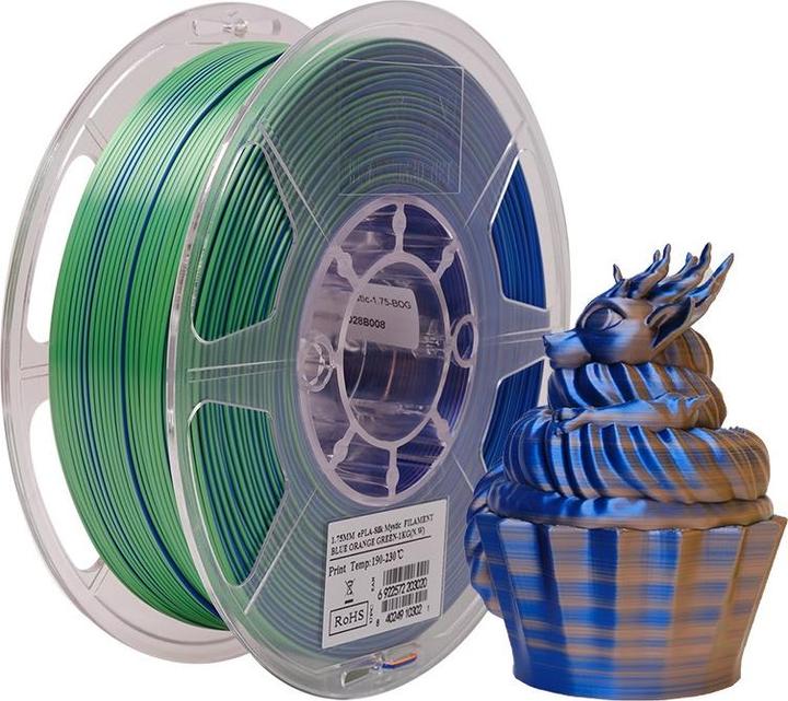 Immagine prodotto eSUN eSilk Mystic PLA Blu Arancione Verde Filamento 1,75mm 1Kg (PLA, 1.75 mm, 1000 g, Multicolore)