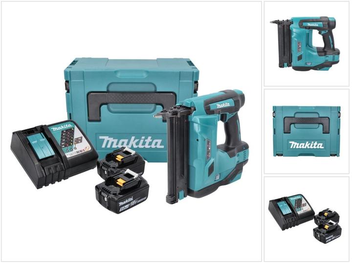 Image du produit Makita DBN 500 RTJ Cloueur sans fil 15-50 mm 90° 18 V + 2 x Batteries 5,0 Ah + Chargeur + Coffret Ma