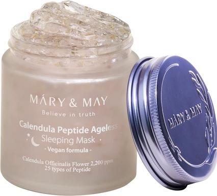 Mary&May Vegan Calendula Peptide Ageless Sleeping Mask 110g Deep Hydration with Calendula Petals and 25 Types