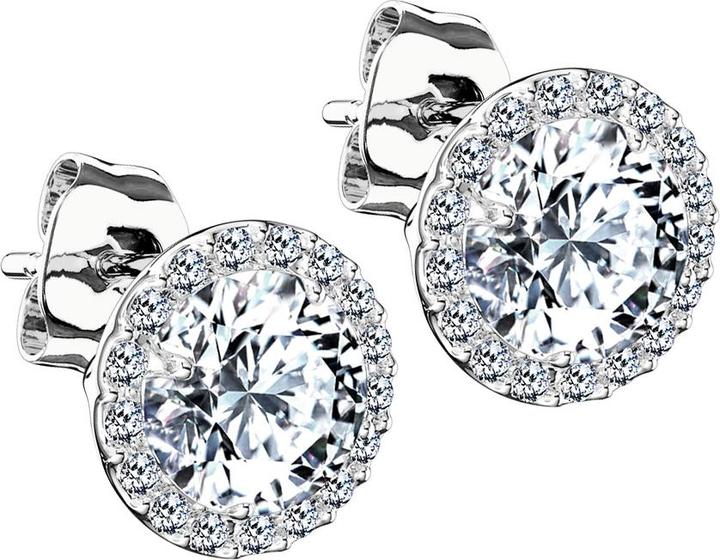Actual product image Star Piercing Stud earrings silver round with crystal border and crystal in the middle (without brass, 925 sterling silver)
