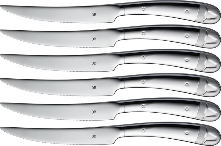 Produktbild WMF Steakmesser Set 6tlg Pizzamesser Wellenschliff Spezialklingenstahl Holzbox (6 Stück, Messer)