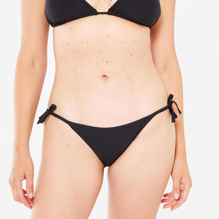 Produktbild Olaian Bikini-Hose Damen seitlich gebunden strukturiert Sofy schwarz (42)