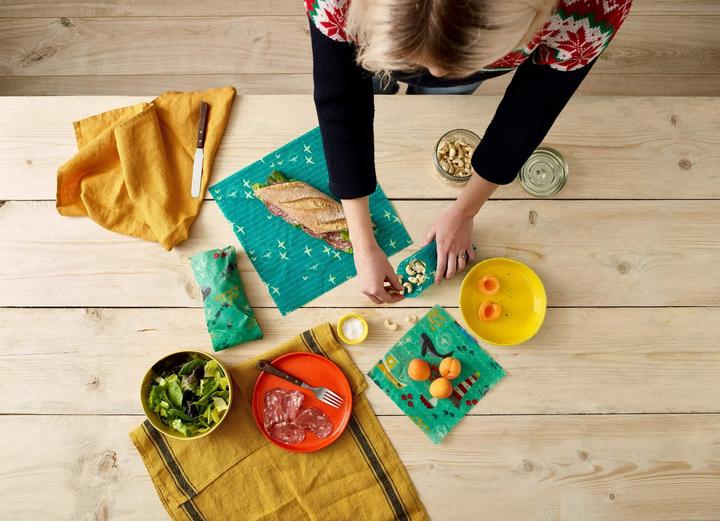 Actual product image The Beeswax Wrap Co. Beeswax Wipes Set of 3 Medium Wraps Sea