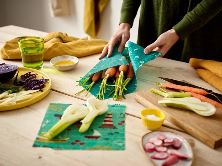 Actual product image The Beeswax Wrap Co. Beeswax Wipes Set of 3 Medium Wraps Sea