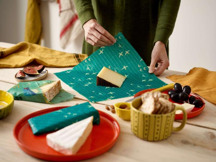 Actual product image The Beeswax Wrap Co. Beeswax Wipes Set of 3 Medium Wraps Sea