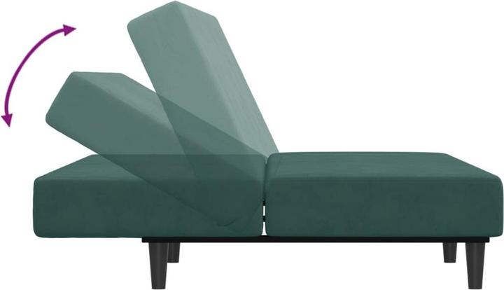 Actual product image VidaXL Sofa bed 2 seater with footstool Sofa bed daybed dark green velvet (Sofa bed)