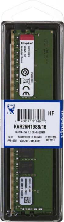 Actual product image Kingston ValueRAM (1 x 16GB, 2666 MHz, DDR4-RAM, DIMM)