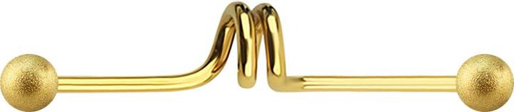 Actual product image Star Piercing Barbell gold-plated twister with two balls speckled (Surgical steel 316L)