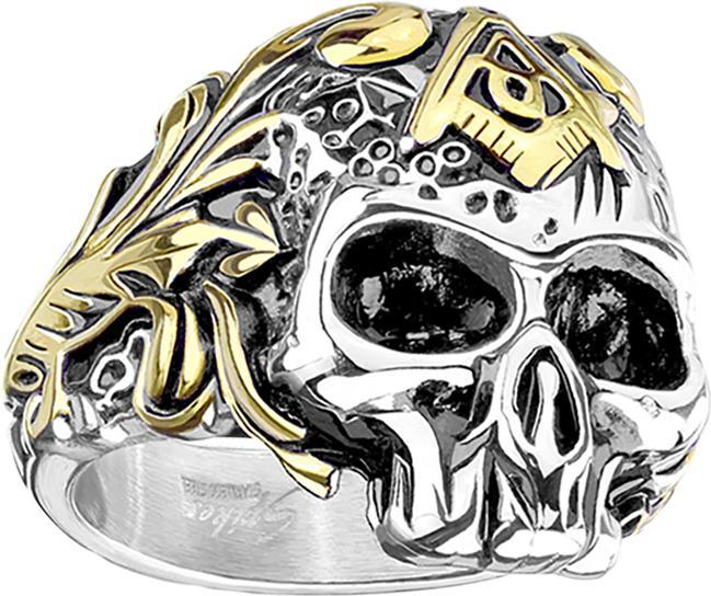 Produktbild Star Piercing Ring silber Totenkopf mit Freimaurer Symbol (69, Stahl)