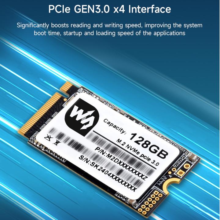 Actual product image WaveShare 128GB SSD M.2 NVME 2242 memory (128 GB, M.2 2242)