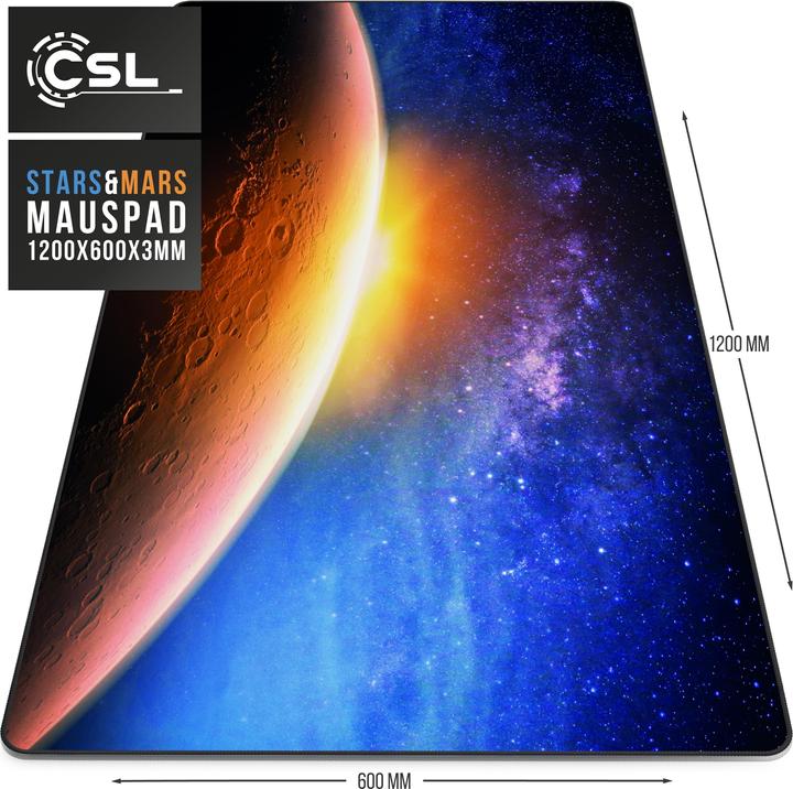 Produktbild CSL Gaming Mauspad, XXXL 1200 x 600 x 3 mm Mausmatte extra gross, Abwaschbar, Mars (3XL)