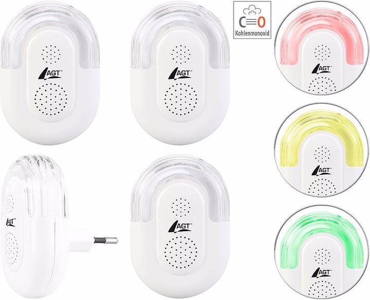 Produktbild AGT 4er-Set Steckdosen-Raumluftqualitäts-Messgeräte mit LED-Ampelsystem