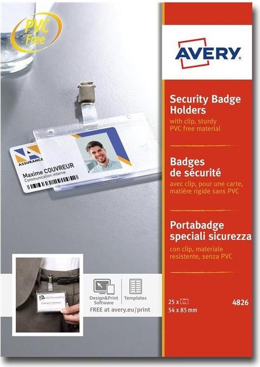 Produktbild Avery Zweckform Sicherheits-Namensschild, 85 x 54 mm transparent, Hartbox aus festem PVC-freiem Material