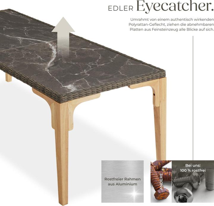 Image du produit tectake Table en rotin Foggia 196x87x76cm (196 cm)