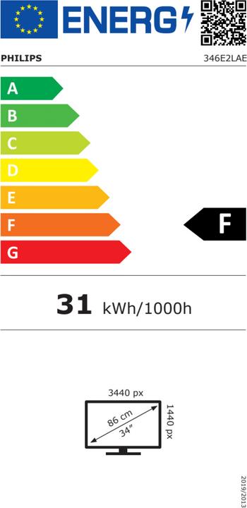 Energy Label Philips 346E2LAE (3440 x 1440 pixels, 34")