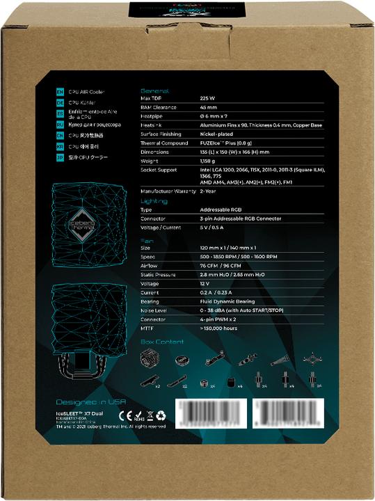 Actual product image Iceberg Thermal IceSLEET X7 Dual - RGB - AM4/Intel (166 mm)