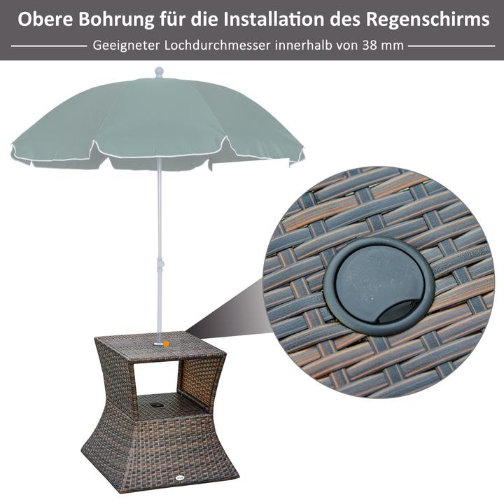Produktbild Outsunny Rattan-Gartentisch mit Sonnenschirm-Halterung