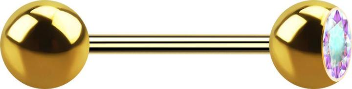 Star Piercing Micro Barbell vergoldet mit Kugel und Kugeln Kristall multicolor (Chirurgenstahl 316L, ohne Messing)