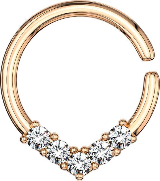 Actual product image Star Piercing Micro Piercing Ring rose gold round with crystals (Brass)