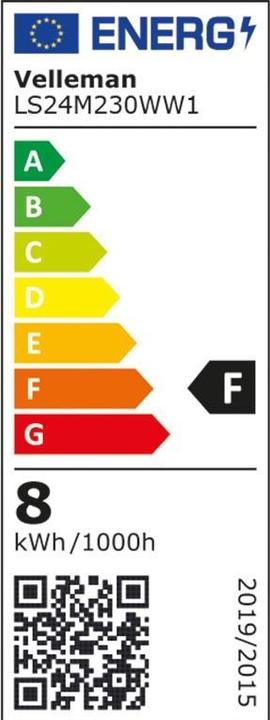 Label énergétique Velleman FLEXIBLE LED - BLANC CHAUD - 300 LED - 5 m - 24 V (500 cm, Intérieur)
