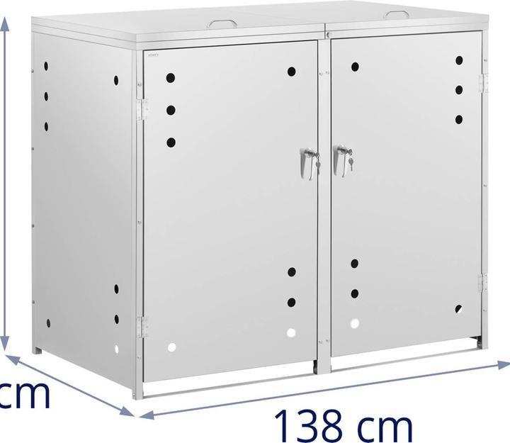 Produktbild Ulsonix Mülltonnenbox Edelstahl Mülltonnenverkleidung Mülleimerbox 2 x 240 l Schloss (480 l)