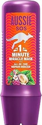 Actual product image Aussie Sos 1 Minute Miracle Repair Rescue Mask 250ml - Deeply Nourishes Dry Damaged Hair (250 ml)