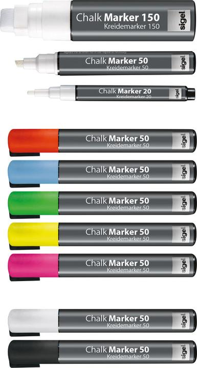 Actual product image Sigel Artverum chalk marker 20 Round (1-2 mm) (Blue, Yellow, Pink, Green, 2 mm, 4 x)