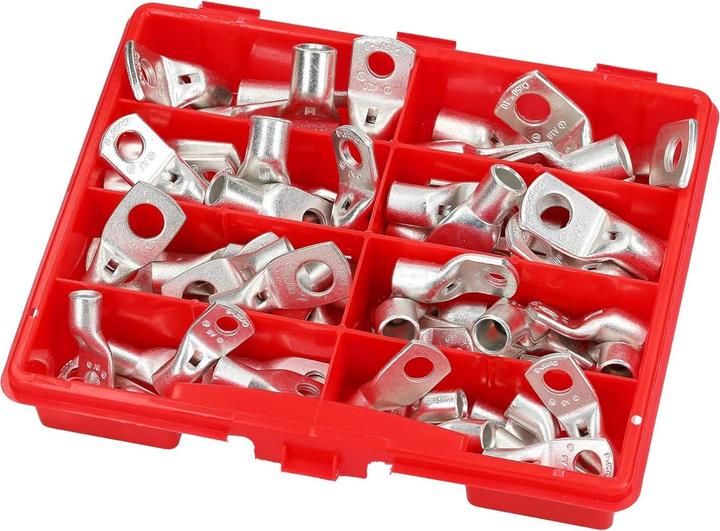 Produktbild Kalitec Sortiment Kasten Rohrkabelschuhe Set unisoliert 25-50mm² 68 Quetschverbinder I Industriequalität
