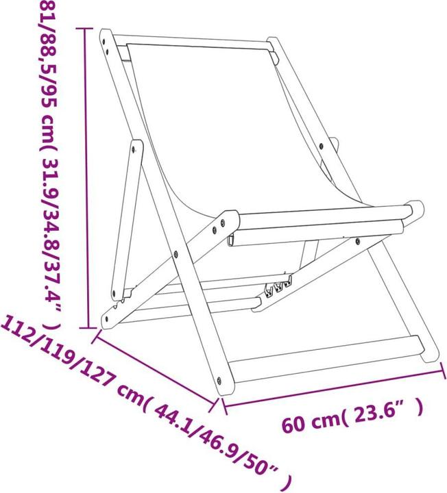Actual product image VidaXL Klappbare Strandstühle 2 Stk. Stoff (127 cm)