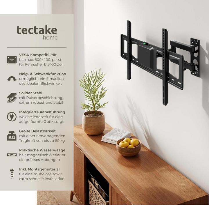 Image du produit tectake Support mural pour TV (Mur, 60", 60 kg)