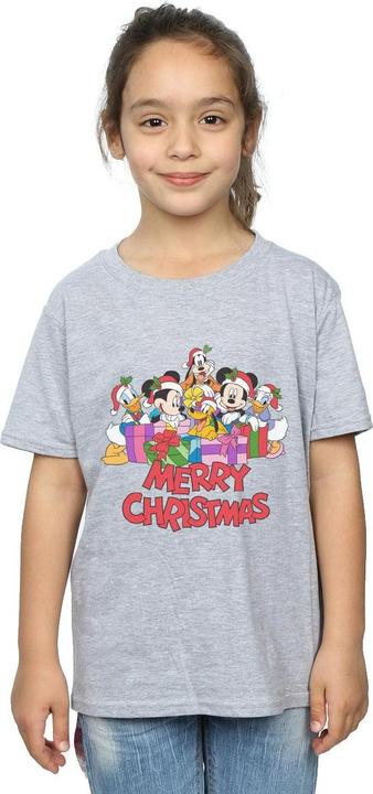 Actual product image Disney Girls Mickey Mouse And Friends Christmas Cotton T-Shirt (140, 146)