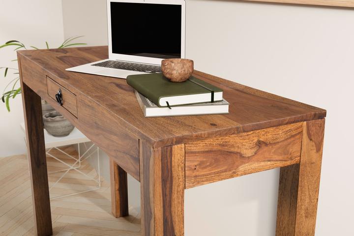 Produktbild FineBuy Schreibtisch Bürotisch 118 cm Sheesham Massivholz Laptoptisch Schublade (118 x 40 x 70 cm)