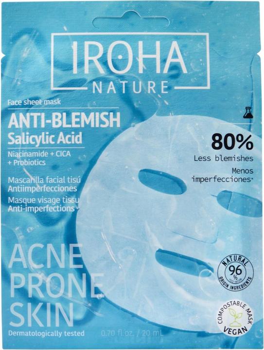 Image du produit Iroha Nature Anti-Blemish - Masque pour le visage à l'acide salicylique, niacinamide, Cica + probiotiques