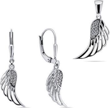 Brilio Silver Fashion Silver Jewelry Set Angel Wings Pendant Earrings