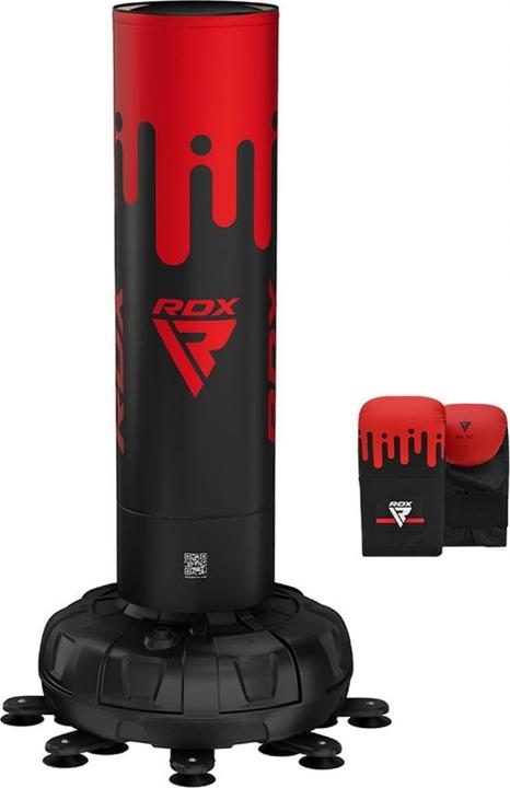 Actual product image Rdx Free Standing Punch Bag F9 Red/Black - 6ft + Bag Mitts F9 Red/Black (180 cm)