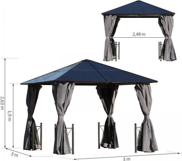 Produktbild Outsunny Gartenpavillon mit Seitenteilen und Dach (300 cm, 300 cm)