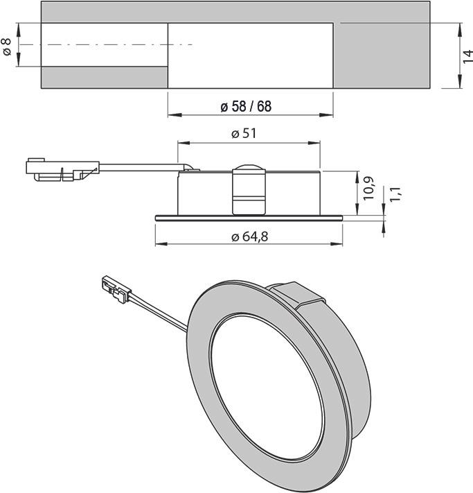 Produktbild L&S LED Ein-/Anbauleuchten Emotion Chip 68 12 V (300 lm)