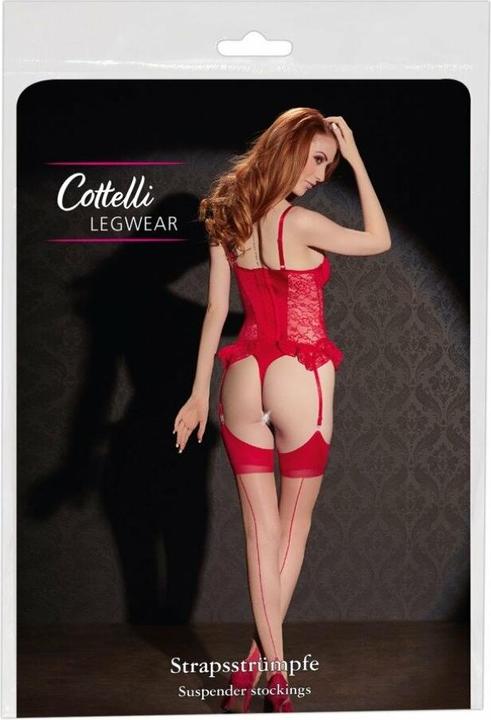 Produktbild Cottelli Collection Strapsstrümpfe mit roter Naht (5)